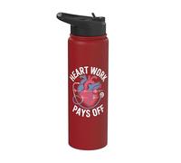 Camiseta para entusiastas de la cardiología Heart Work Pays Off Stainless Steel Insulated Water Bottle