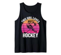 Camiseta para fanáticos del Hockey con Texto en inglés This Girl Loves Hockey Shirt Game Day Camiseta sin Mangas