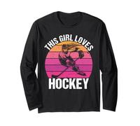 Camiseta para fanáticos del Hockey con Texto en inglés This Girl Loves Hockey Shirt Game Day Manga Larga