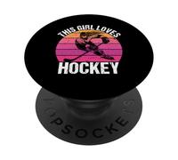 Camiseta para fanáticos del Hockey con Texto en inglés This Girl Loves Hockey Shirt Game Day PopSockets PopGrip Adhesivo