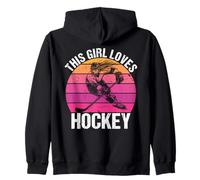 Camiseta para fanáticos del Hockey con Texto en inglés This Girl Loves Hockey Shirt Game Day Sudadera con Capucha