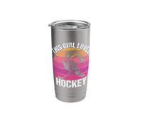 Camiseta para fanáticos del hockey con texto en inglés "This Girl Loves Hockey Shirt Game Day" Vaso térmico de acero inoxidable de doble pared