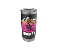 Camiseta para fanáticos del hockey con texto en inglés "This Girl Loves Hockey Shirt Game Day" Vaso térmico de acero inoxidable de doble pared