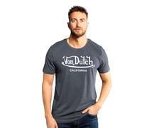 Camiseta para Hombre, 100% algodón, Camiseta para Hombre, Cuello Redondo, Ajuste Regular, Gris y Blanco, L