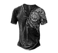 Camiseta para hombre 2026 Camiseta con gráfico de mitología nórdica para dioses retro, camiseta estampada, camiseta suave informal de gran tamaño camisetas amarillas, Negro , S