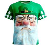 Camiseta para hombre 2026 Camiseta del Día de San Patricio con estampado gráfico, manga corta, informal, con estampado festivo, para la blusa de moda de gran tamaño de un solo color, verde, XS