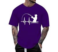 Camiseta para hombre 2026 Latido del corazón europeo, estampado retro, para hombre, informal, moderno, cómodo, holgado, deportivo, monocolor oversize amarillo, Color morado oscuro., 3XL
