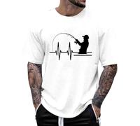 Camiseta para hombre 2026 Latido del corazón europeo, estampado retro, para hombre, informal, moderno, cómodo, holgado, deportivo, informal, manga corta, camisa negra de manga larga, Blanco, 4XL