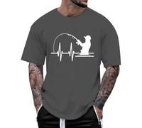 Camiseta para hombre 2026 Latido del corazón europeo, estampado retro, para hombre, informal, moderno, cómodo, holgado, deportivo, informal, manga corta, camisa negra de manga larga, gris oscuro, 4XL