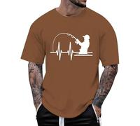 Camiseta para hombre 2026 Latido del corazón europeo, estampado retro, para hombre, informal, moderno, cómodo, holgado, deportivo, informal, manga corta, camisa negra de manga larga, marrón, 5XL