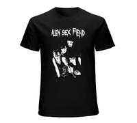 Camiseta para hombre Alien Sex Fiend Band Photo Crewneck Tee Short Sleeve T-Shirt Black, Negro , XL