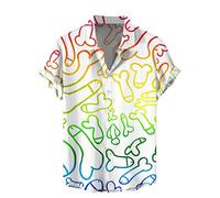 Camiseta para hombre, arco iris, polo con impresión 3D, informal, botones hacia abajo, novedad hawaiana, camisa de manga corta, camisas hawaianas divertidas para hombres, carnaval, disfraz para Gay