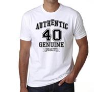 Camiseta para Hombre Auténtica Calidad Genuina 40 - Authentic Genuine Quality 40 - Regalo Diseño Gráfico 40 Años Cumpleaños Aniversario Moda Año 1984 Blanco L