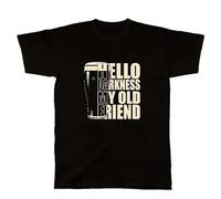 Camiseta para hombre con diseño de copa de cerveza, diseño de Hello Darkness My Old Friend, color negro, Negro , L