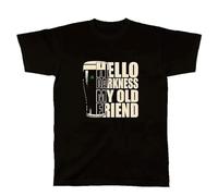Camiseta para hombre con diseño de copa de cerveza, diseño de Hello Darkness My Old Friend, color negro, Negro , XXL