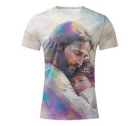 Camiseta para hombre con estampado de Pascua Jesús de un solo color, camiseta de golf vintage, camiseta de Jesús Cruz, protección para exteriores, camisa moderna para el tiempo libre, informal