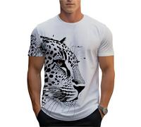 Camiseta para Hombre con Estampado de Tigre Cuello Redondo Divertida y Linda con gráfico de Animal Manga Corta Suelta