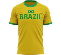 Camiseta para hombre con la bandera de Brasil, para aficionados al fútbol, idea de regalo, camiseta de fútbol amarilla y verde