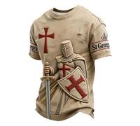 Camiseta para hombre con la bandera de Inglaterra de Saint George Cross de Trabajo con armas reales de San Jorge Cruz de San Jorge, O Khaki, XXL