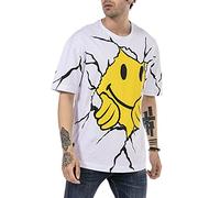 Camiseta para Hombre con Mangas Cortas Corte Oversize Cuello Redondo Algodón Blanco M