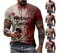Camiseta para hombre con problemas resueltos, estampado de Halloween, camiseta con estampado de sangre, salpicaduras de sangre, tops, horror, sangrienta, fea, camiseta de entrenamiento, rojo, M