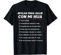 Camiseta para hombre con reglas divertidas en español para salir con la hija - Camiseta retro de regalo para padre e hija, 100 % algodón de cuello , camiseta casual adecuada para salir, ropa de