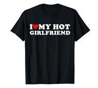 Camiseta para hombre con texto divertido - Camiseta con texto «I Love My Hot Girlfriend Print» | Parte superior divertida para pareja y parejas, Estilo L01 Negro, S
