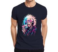 Camiseta para hombre con texto en alemán "Albert Statement", azul marino, S