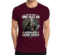 Camiseta para hombre con texto en alemán "Der Tod risa Uns alle an Germanen rien", granate, L