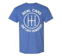 Camiseta para hombre con texto en alemán "echte Autos Nicht selbst" con bordado manual, humor, carreras de coches, mecánico, parte superior para mujer brillante, azul, M