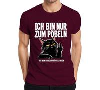 Camiseta para hombre con texto en alemán «Ich Bin nur zum Pöbeln Hier Schwarz Katze Herren, granate, S