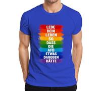 Camiseta para hombre con texto en alemán "Lebe Dein Leben so DASS die AFD etwas dagegen etwas da, azul, L