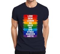 Camiseta para hombre con texto en alemán "Lebe Dein Leben so DASS die AFD etwas dagegen etwas da, azul marino, XXL