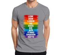 Camiseta para hombre con texto en alemán "Lebe Dein Leben so DASS die AFD etwas dagegen etwas da, gris, XL