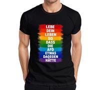 Camiseta para hombre con texto en alemán "Lebe Dein Leben so DASS die AFD etwas dagegen etwas da, Negro , S