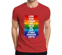 Camiseta para hombre con texto en alemán "Lebe Dein Leben so DASS die AFD etwas dagegen etwas da, rojo, XXL