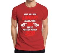Camiseta para hombre con texto en alemán "Was Will ein Linker Alles aber Job Statement", rojo, S