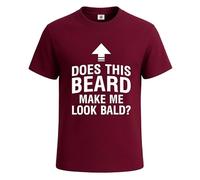 Camiseta para hombre con texto en inglés "Does This Beard Make Me Look Bald", Camiseta granate, XXL