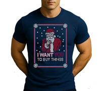 Camiseta para hombre con texto en inglés "I Want You to Buy Things", azul marino, XL