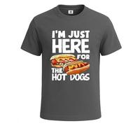 Camiseta para hombre con texto en inglés "I'm Just Here for The Hotdogs Fast Food", Camiseta color carbón, S