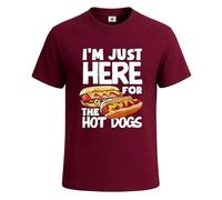 Camiseta para hombre con texto en inglés "I'm Just Here for The Hotdogs Fast Food", Camiseta granate, S