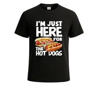 Camiseta para hombre con texto en inglés "I'm Just Here for The Hotdogs Fast Food", camiseta negra, XXL