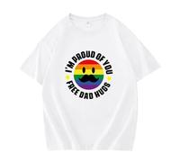 Camiseta para hombre con texto en inglés "I'm Proud of You Free DAD HUGS" y diseño arcoíris - Camiseta de manga corta con cuello redondo | Camiseta simbólica para el mes del orgullo y la vida