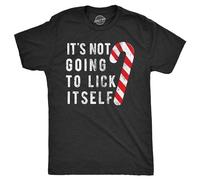 Camiseta para hombre con texto en inglés "It's Not Going to Lick Itself", divertida y ofensiva sarcástica de Navidad, negro jaspeado, Large