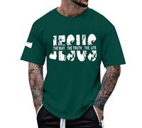 Camiseta para hombre con texto en inglés "Jesús" y cita bíblica - Camiseta cristiana | Camiseta religiosa 'The Way The Truth The Life', Style_w01 Verde, XXL