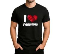 Camiseta para hombre con texto "I Love Fasching", declaración de corazón para carnaval, noche de noche, fiesta y temporada tonta, Negro , 3XL