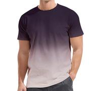 Camiseta para hombre, cuello redondo, degradado de color, camiseta de verano, transpirable, manga corta, de secado rápido, camiseta deportiva holgada, camiseta básica, cómoda, talla grande, M-5XL