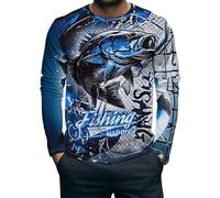 Camiseta para Hombre de Pesca de lubina con Estampado 3D Estampado Vintage de Bosque Camiseta de Manga Larga con Camuflaje Camiseta Casual Suelta