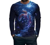 Camiseta para Hombre de Pesca de lubina con Estampado 3D Estampado Vintage de Bosque Camiseta de Manga Larga con Camuflaje Camiseta Casual Suelta
