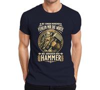 Camiseta para hombre de Thor Mjölnir con texto en alemán "Bei Ananderen der der Hammer Wikinger Wi, azul marino, 3XL